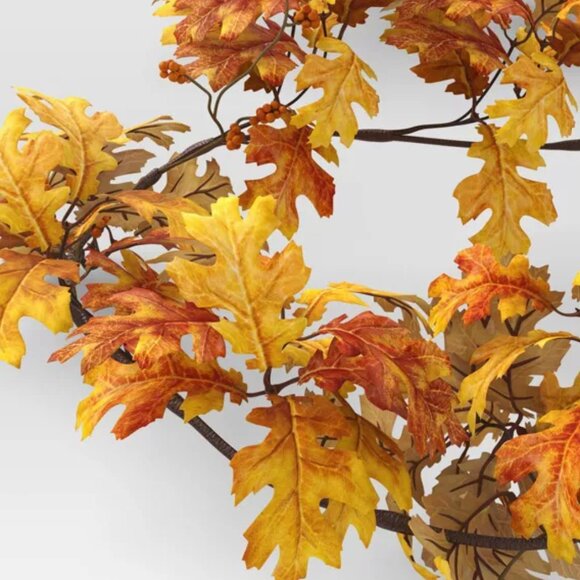 THRESHOLD Fall Oak Leaf Swag Garland 6 Foot - Picture 3 of 7